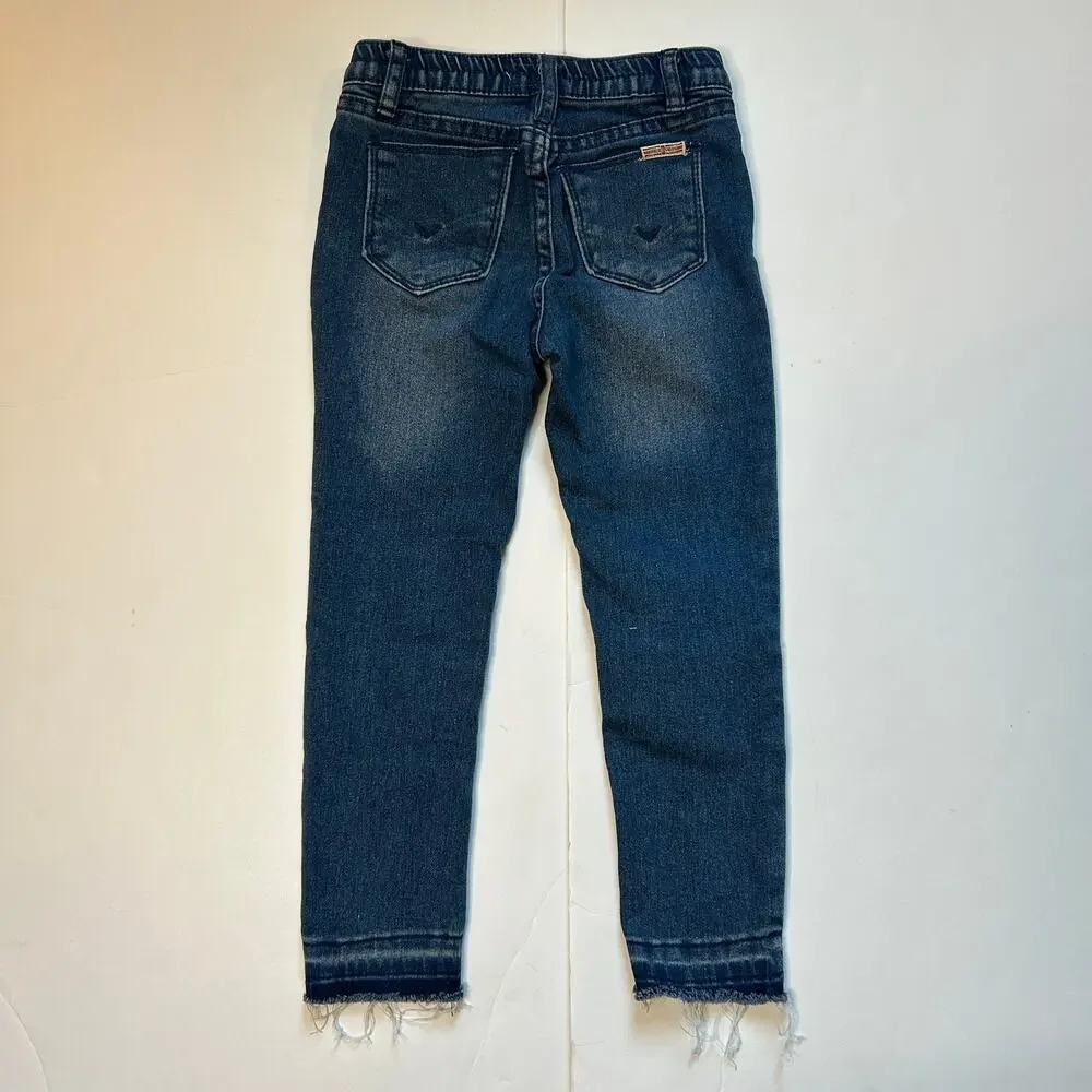 Hudson Kids Dark Wash Skinny Jeans Frayed Hem - Size 4T